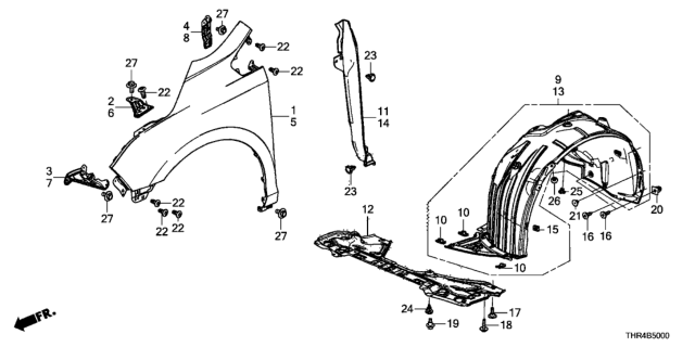 2019 Honda Odyssey Fender, Right Front (Inner) Diagram for 74101THRA01