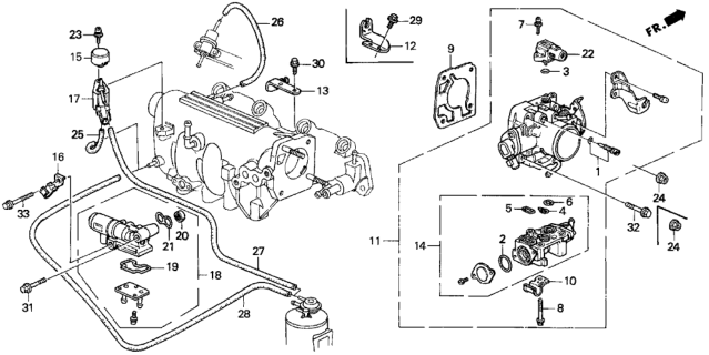 1994 Honda Del Sol Screw Set Diagram for 16016PM6005