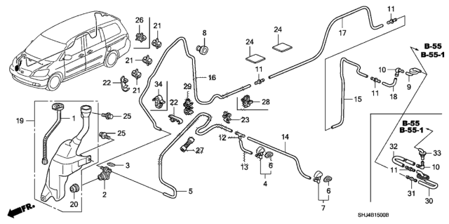 2008 Honda Odyssey Tube (4X7X660) Diagram for 76833SHJA01