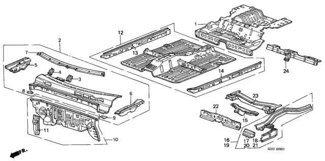 1989 Honda Accord Floor, FR. Diagram for 65100SG7A70ZZ