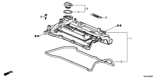 2018 Honda Civic  Emblem, Engine Diagram for 171255AAA00