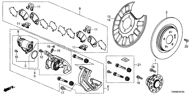 2020 Honda Odyssey  Pad Set, Rear Diagram for 43022TZ5A10