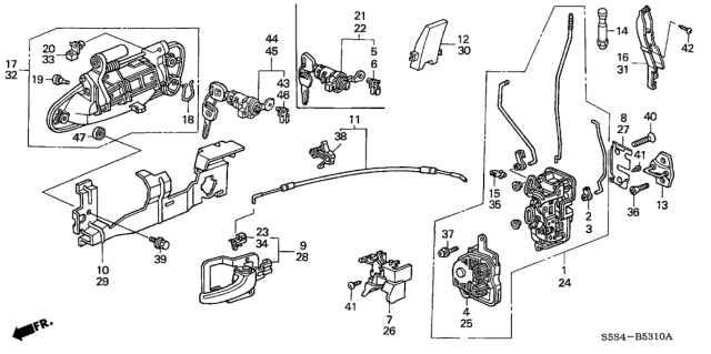 2004 Honda Civic  Patch, L. Door Lock Diagram for 72159S5SE01