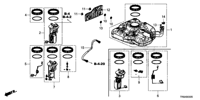 2013 Honda Civic  Filter Set, Fuel Diagram for 17048TR0A10