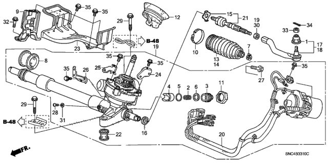 2009 Honda Civic End, Rack Diagram for 53610SNBJ01