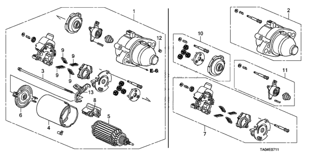 2008 Honda Accord  Starter, Core Id (Sm-73002) (06312-R40-505Rm) (Reman) Diagram for 06312R40505RM