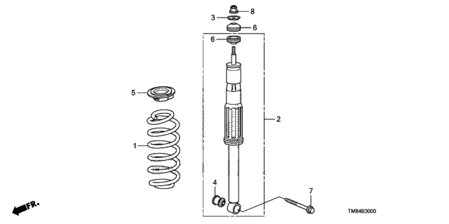 2010 Honda Insight  Shock Absorber, Rear Diagram for 52610TM8305