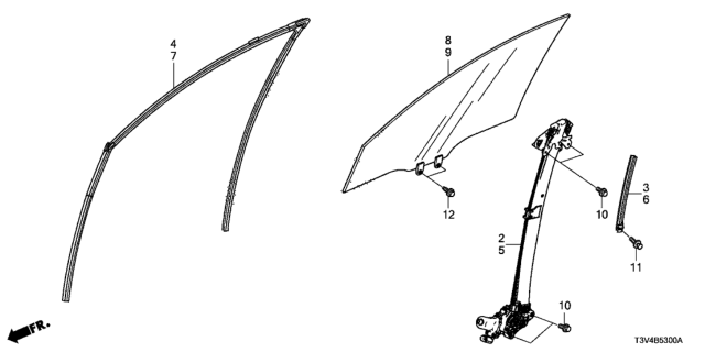 2014 Honda Accord Glass Assy., R. FR. Diagram for 73300T3VA00