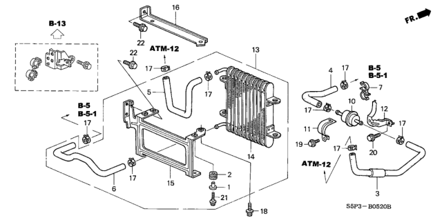2002 Honda Civic Stay A, Cooler (ATf) Diagram for 25520PMP000