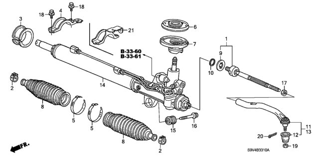 2004 Honda Pilot  End Set, Rack Diagram for 53010S3VA02