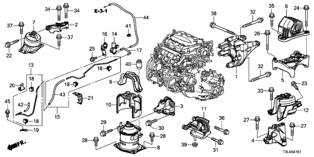 2016 Honda Accord  Rubber Assy., RR. Engine Mounting Diagram for 50810T3MA11