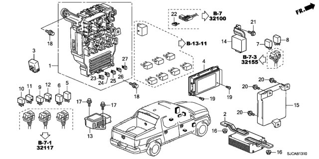 2014 Honda Ridgeline  Trailer Unit Diagram for 39992SJCA01