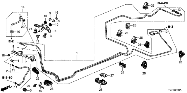 2019 Honda Pilot  Clamp A, Fuel Pipe Diagram for 91591TK8A01