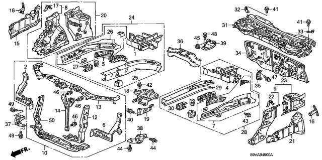 2008 Honda Pilot  Member, L. FR. Wheelhouse (Upper) Diagram for 60713S9VA02ZZ