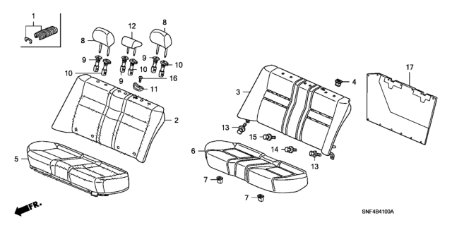 2010 Honda Civic Headrest Assy., RR. Side *NH598L* (ATLAS GRAY) Diagram for 82140SNFA02ZA