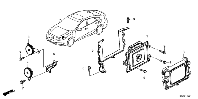 2019 Honda Civic  CONTROL MODULE, POWERTRAIN (REWRITABLE) Diagram for 378205BBA13