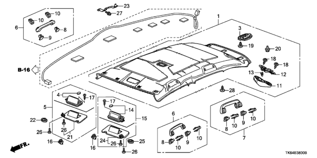 2011 Honda Fit Holder, Sunvisor *NH220L* (CLEAR GRAY) Diagram for 88217TF0003ZA