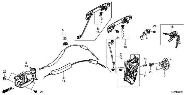 2020 Honda HR-V  Cable, Left Front Door Lock Diagram for 72173T7AJ01
