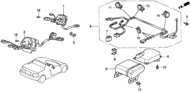 1994 Honda Del Sol Case, Connector Diagram for 77969SR3003