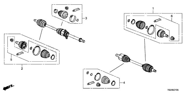 2018 Honda Ridgeline Joint Set, Outboard Diagram for 44014T6Z305