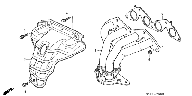 2001 Honda Civic  Cover, Exhuast Manifold Diagram for 18120PLD000