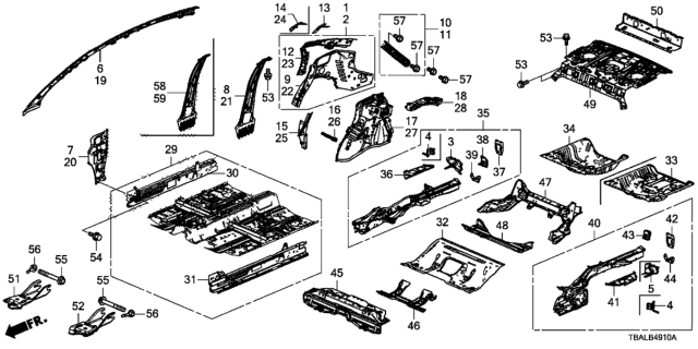 2020 Honda Civic  Stiffener, L. RR. Shock Absorber Diagram for 64710TEG306ZZ