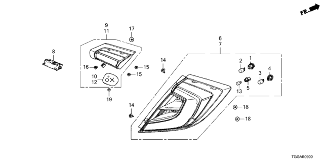2021 Honda Civic  Light Assy., License (With Open & Lock Switch) Diagram for 34100TGGA01