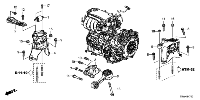 2020 Honda Clarity Plug-In Hybrid Torquerod Lower Diagram for 50890TRWA01