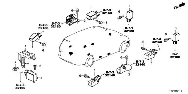 2017 Honda Odyssey Sensor, Side Impact Diagram for 77970TK8A01