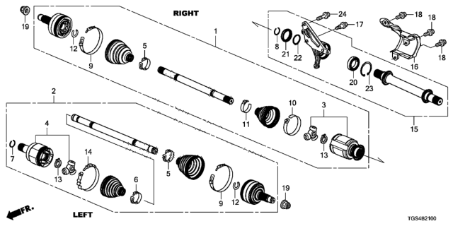 2019 Honda Passport Joint Set, Inboard Diagram for 44310TZ5305