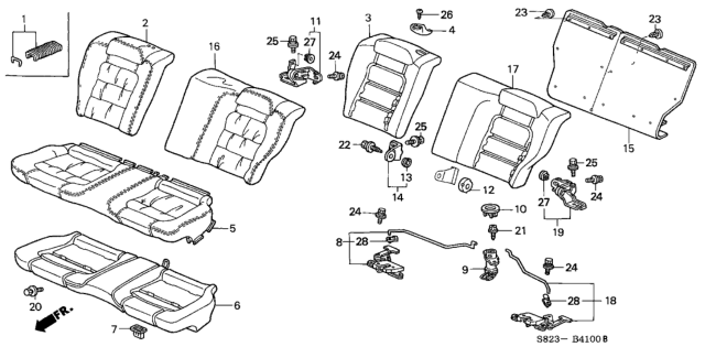 2002 Honda Accord Cover, Rear Seat Cushion Trim (Classy Gray) Diagram for 82131S82A23ZA