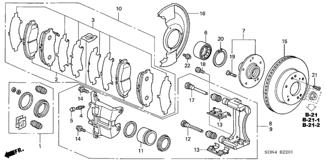2003 Honda Accord  Pad Set, Front Diagram for 45022SDBA10