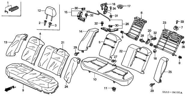 2001 Honda Civic Garnish, RR. Seat Cylinder *YR169L* (MILD BEIGE) Diagram for 82228SK8A30ZL