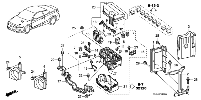 2009 Honda Accord Bracket, Engine Control Module Diagram for 37821R40A00
