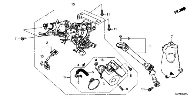 2021 Honda Pilot  Column Complete, Steering Diagram for 53282TG8A23