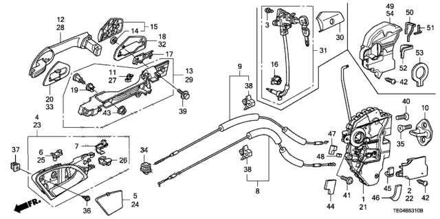 2009 Honda Accord Cable, Door Lock Diagram for 72133TE0A01