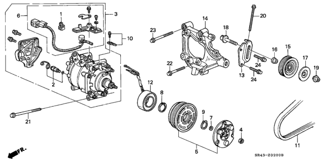 1992 Honda Civic Compressor (Sanden) Diagram for 38810P06A03