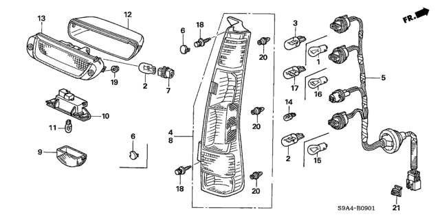 2005 Honda CR-V  Bulb, FR. Turn (12V 21W) (Amber) (Stanley) Diagram for 33301S04004
