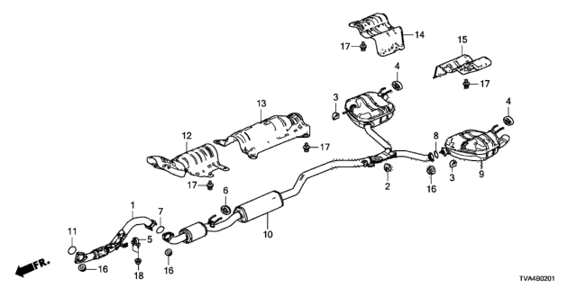 2018 Honda Accord  Silencer Complete, Exhuast Diagram for 18307TVCA04