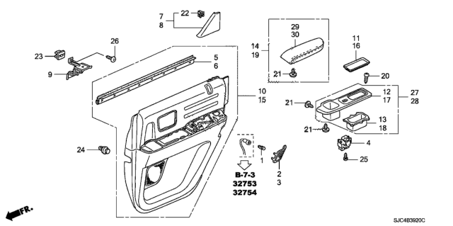 2006 Honda Ridgeline  Switch Assembly, Right Rear Power Window (Warm Gray) Diagram for 35770SJCA01ZA