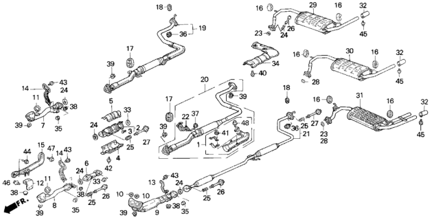 1990 Honda Civic Gasket, Muffler Diagram for 18303SE1S01