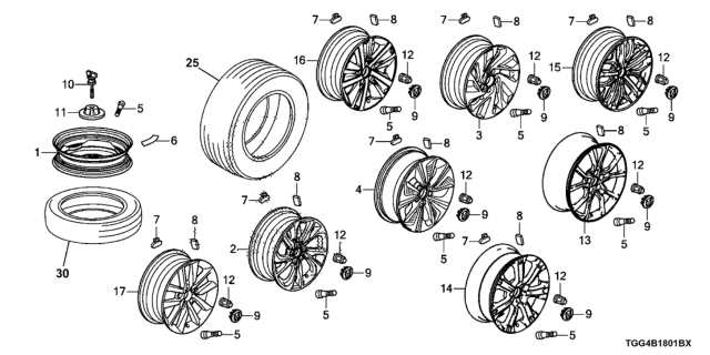 2017 Honda Civic  Disk, Aluminum Wheel (20X8 1/2J) (Hitachi) Diagram for 42700TGHA92