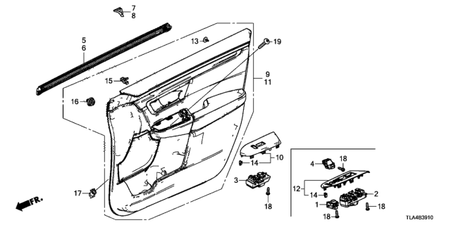 2019 Honda CR-V Weatherstrip, L. FR. Door (Inner) Diagram for 72375TLAA01
