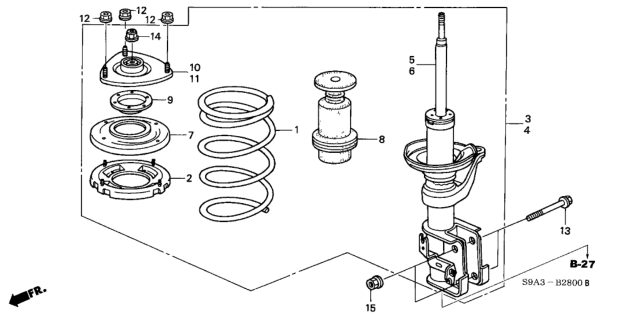 2003 Honda CR-V Shock Absorber Assembly, Left Front Diagram for 51602S9AA08