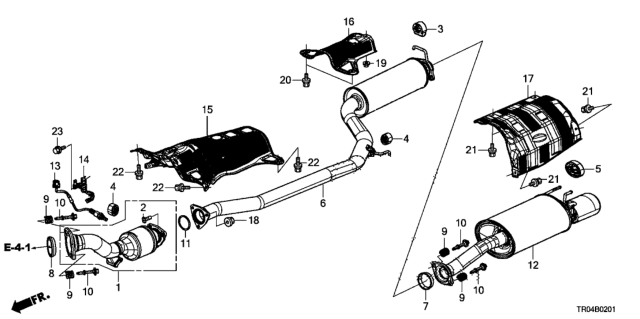 2012 Honda Civic  Muffler, Exhuast Diagram for 18307TR7A02