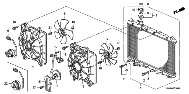2010 Honda CR-V  Shroud Diagram for 38615REZA01