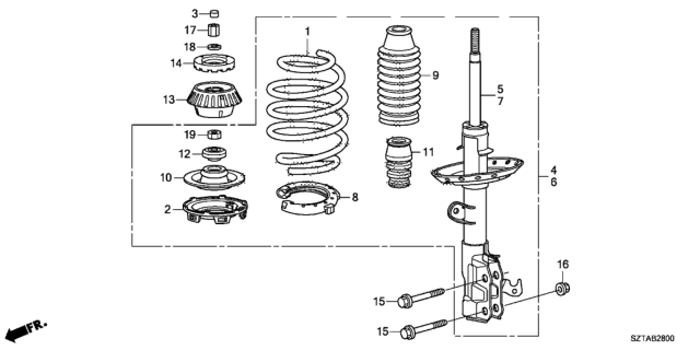 2015 Honda CR-Z Shock Absorber Assembly, Left Front Diagram for 51620SZTA71