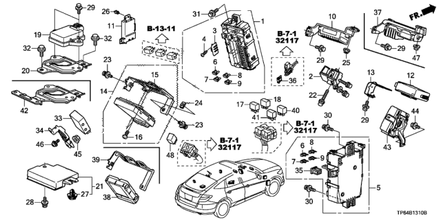 2014 Honda Crosstour  Clip, Memory Mirror Unit Diagram for 91530TP6A01