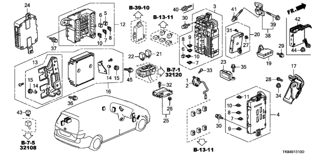 2012 Honda Odyssey  Bracket, RR. Junction Box Diagram for 38231TK8A00