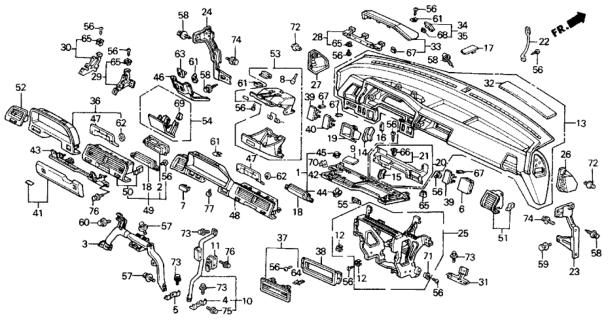 1991 Honda Civic  Lock, Instrument Cover (Lower) Diagram for 77304SH5A01